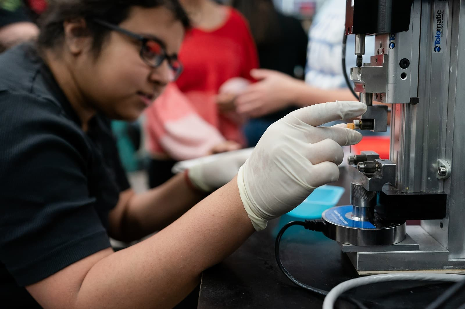A student works in an engineering lab