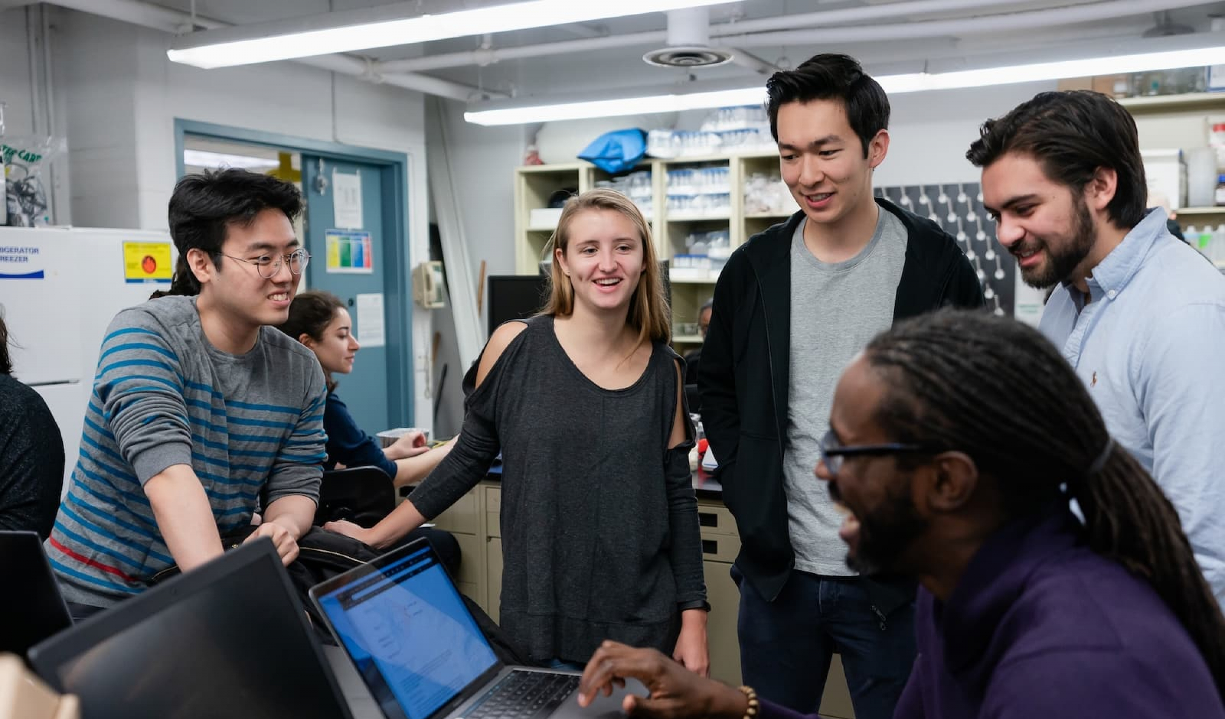 Students talk to a Professor