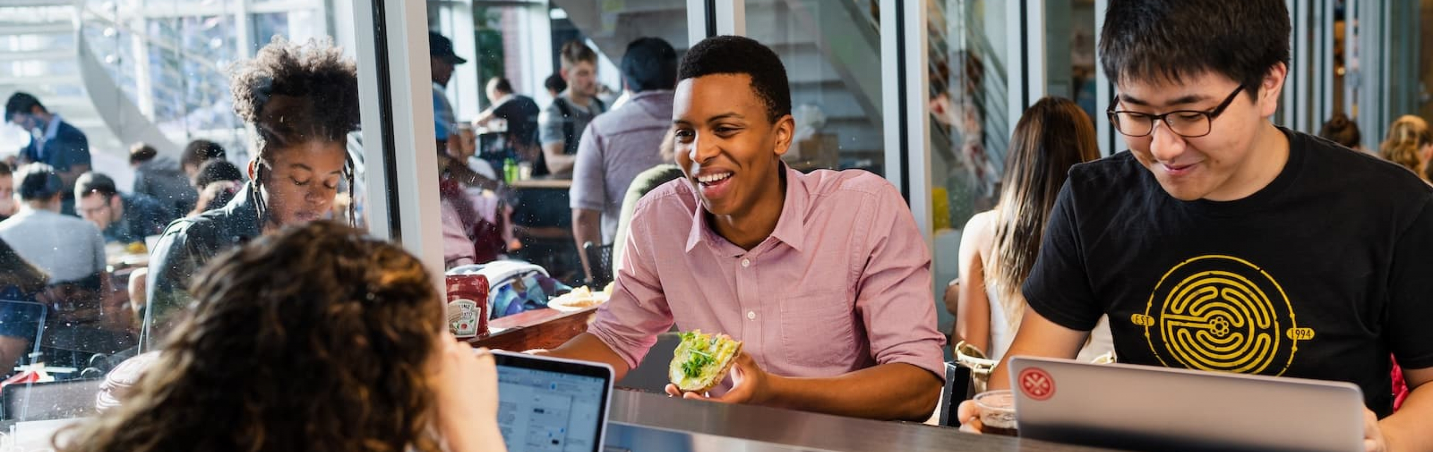 Students eating at dining hall