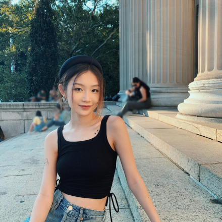 Columbia student Blanche sitting on Low Steps