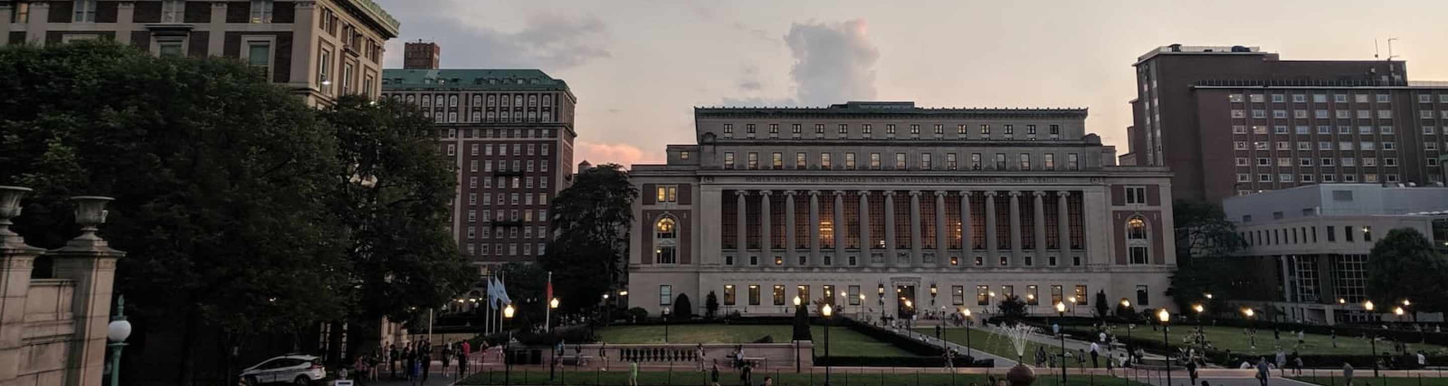 Low Plaza and Butler Library at dusk
