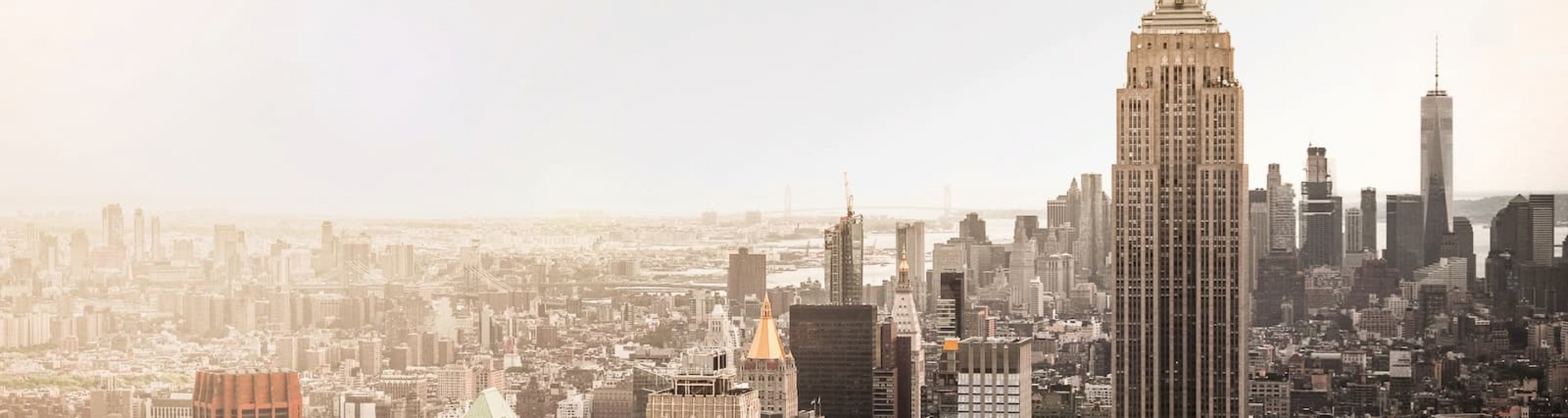 Aerial shot of the New York City skyline featuring the Empire State Building