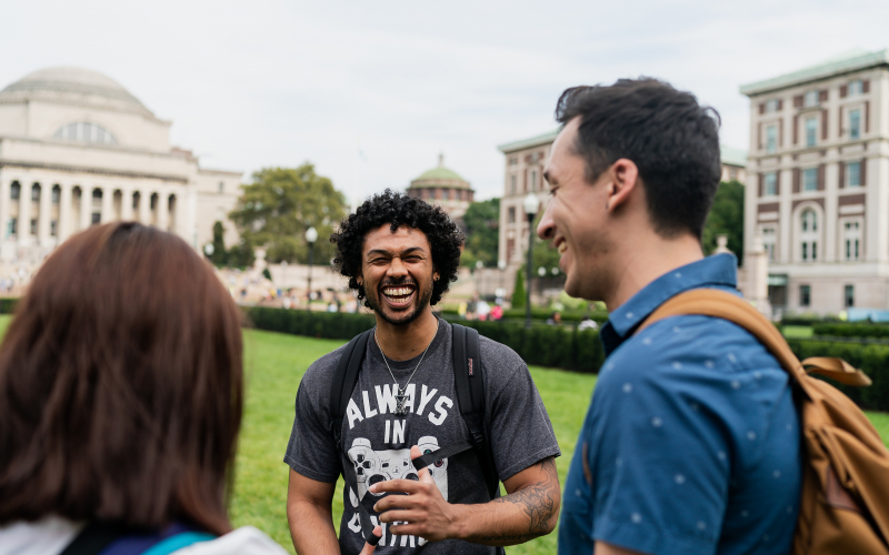 Students laughing on South Lawn